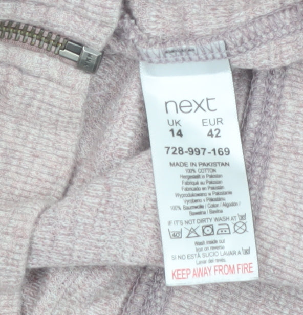 Next Women Pink Full Zip Hoodie Size 14 Cotton Casual