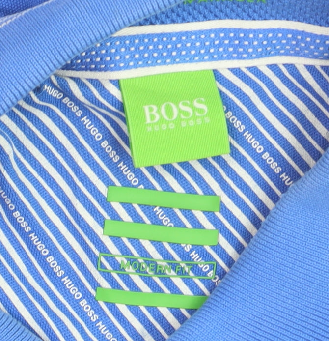 Hugo Boss Men's Blue Modern Fit Cotton Polo Shirt M