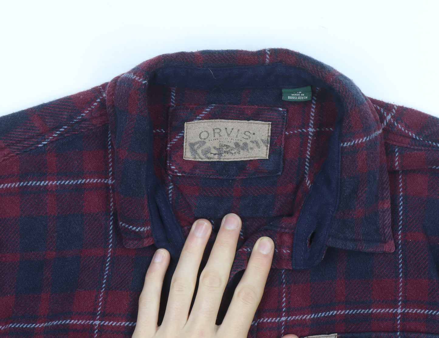 Orvis Men's Red Check Flannel Long Sleeve Button-Up Shirt Size L