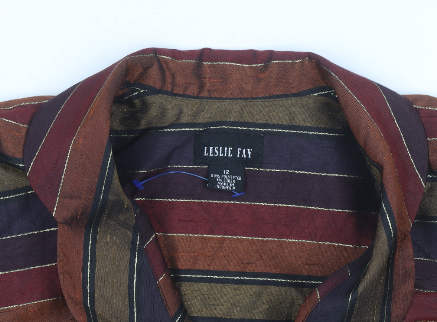 Leslie Fay Women's Multicoloured Striped Blazer Size 12 Classic Style
