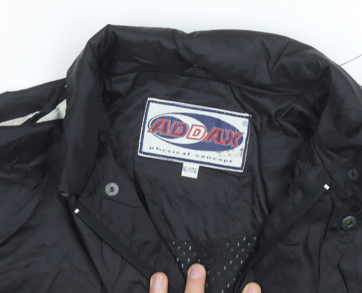 ADDAX Men's Black L Windbreaker Jacket with White Stripes
