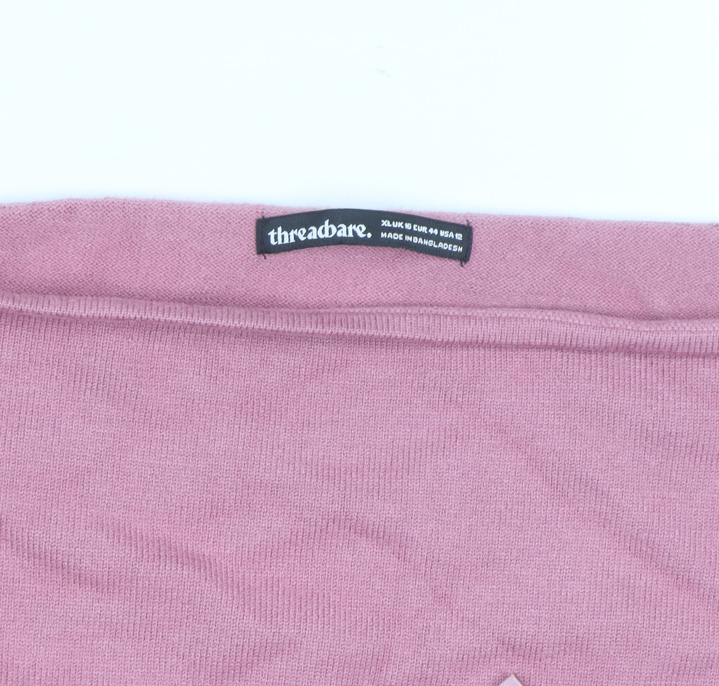 Threadbare Women's Pink Bow Knit Jumper Size 16 Boat Neck