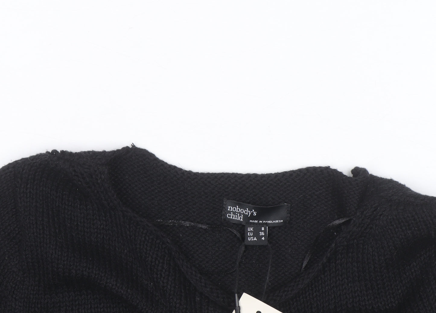 Nobody's Child Women's Black Size 8 Crew Neck Long Sleeve Jumper