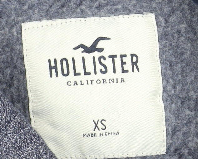 Hollister Men Blue Full Zip Hoodie XS Logo Fleece Sweatshirt