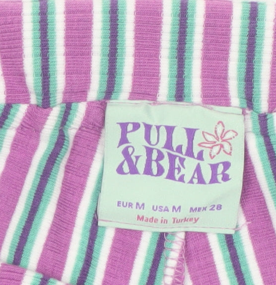 Pull & Bear Women’s Multicoloured Striped Jersey Hot Pants Shorts M