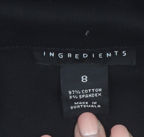 Ingredients Womens Black Cotton Blend Short Jacket Size 8