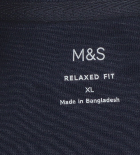 Marks and Spencer Men's Navy Striped 1/4 Zip Sweatshirt XL Relaxed Fit
