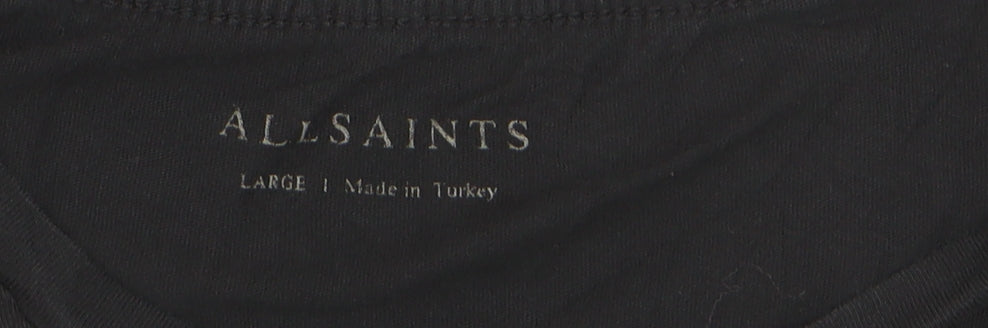 AllSaints Men's Black Cotton Crew Neck Logo T-Shirt Size L