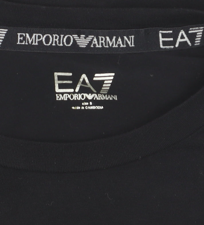 Emporio Armani EA7 Men's Black Long Sleeve Slim Fit Cotton Top Size S