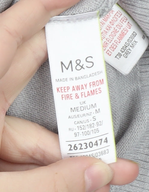 Marks and Spencer Womens Grey Pink Stripe Full Zip Hoodie Medium