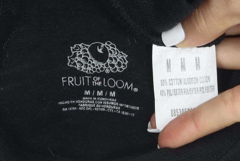 Fruit of the Loom Men's Black M Crew Neck Pullover Fleece Sweatshirt