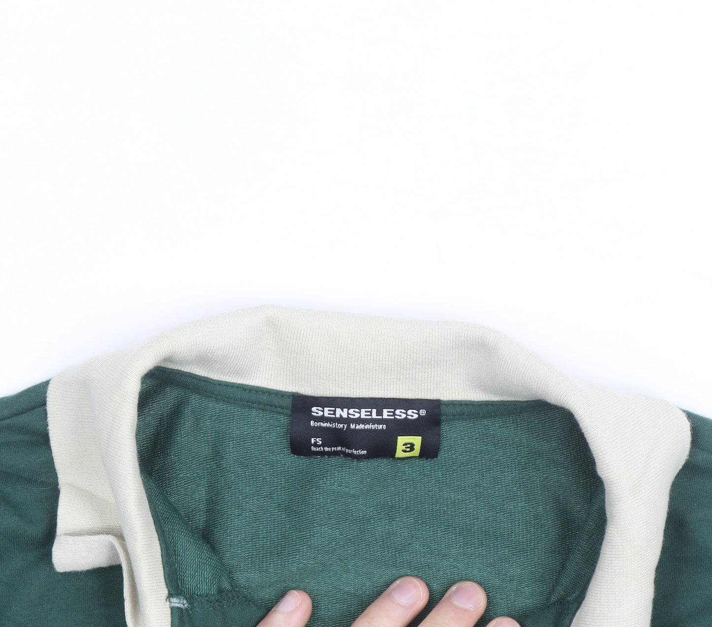 Senseless Mens Green Long Sleeve 1/2 Zip Collared Casual Top Size M