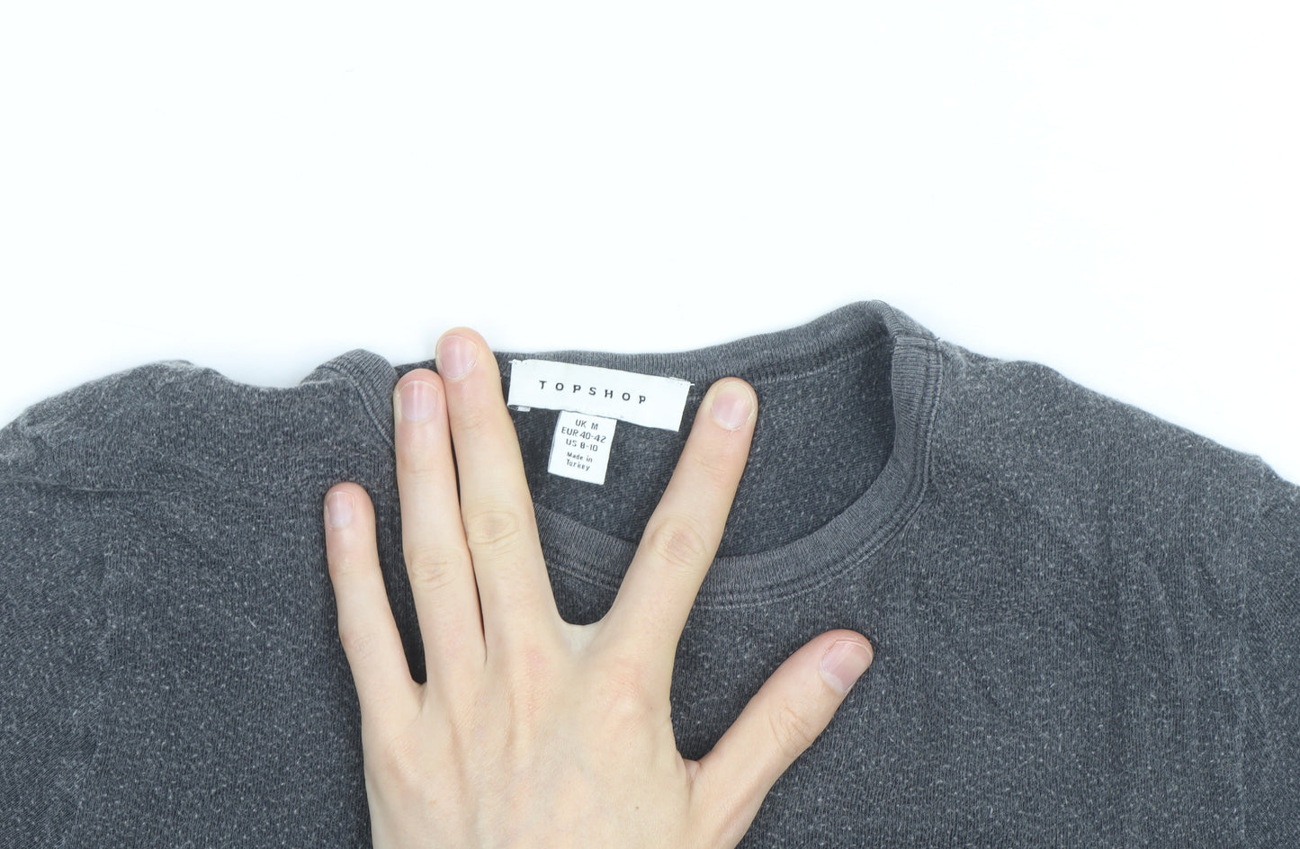 Topshop Women's Grey Cropped Bowie Graphic T-Shirt Size M