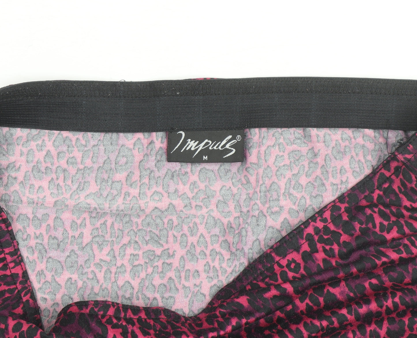 Impuls Women's Pink Animal Print Stretch Pencil Skirt M