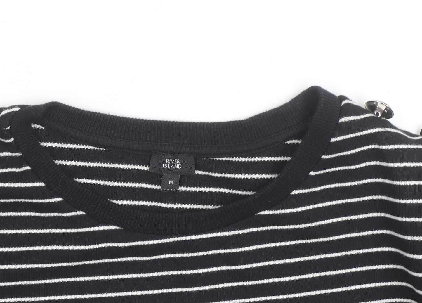 River Island Women's Black Striped Crew Neck Jumper Size M