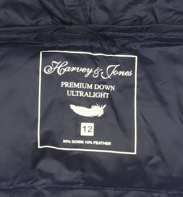 Harvey & Jones Women's Blue Size 12 Hooded Puffer Jacket