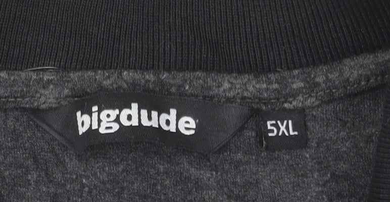 Bigdude Men's Grey 5XL Polo Shirt with 1/4 Zip Collar