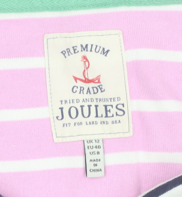 Joules Women’s Multicoloured Striped Long Sleeve Cotton T-Shirt UK 12