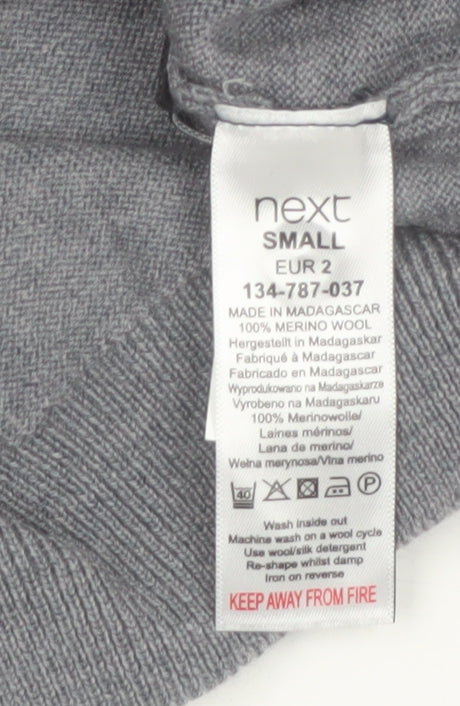 Next Men Grey Merino Wool Collared Henley Jumper Size S