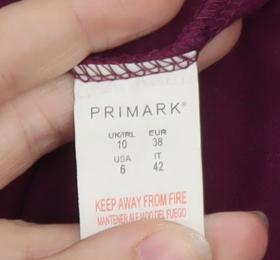 Primark Women’s Purple Roll Neck Long Sleeve Cotton Stretch Top Size 10
