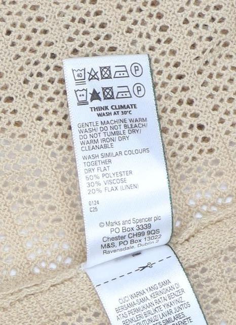 Marks and Spencer Women Beige Open Knit Long Sleeve Cardigan M