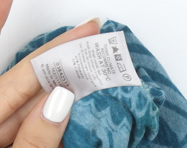 Marks and Spencer Per Una Blue Floral Ruffle 3/4 Sleeve Tunic Top Size 18