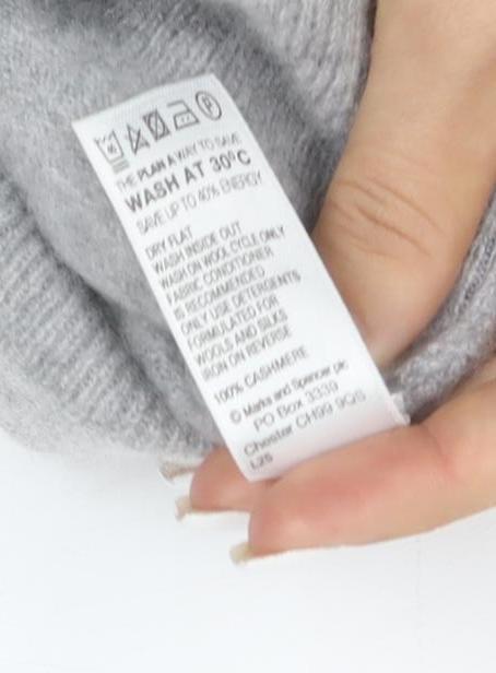 Marks and Spencer Women’s Grey Cashmere Scoop Neck Cardigan Size 14