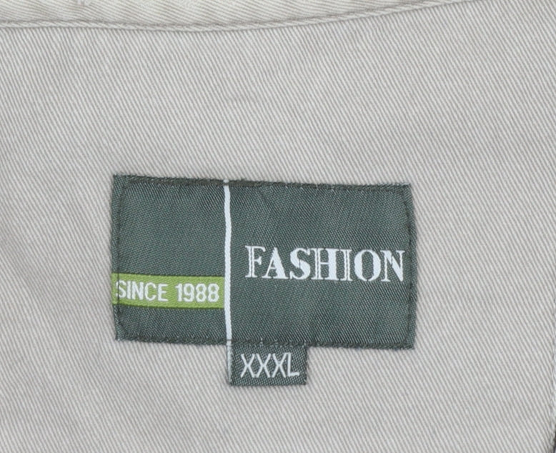 Fashion Men's Beige 3XL Outdoor Multi-Pocket Cotton Waistcoat