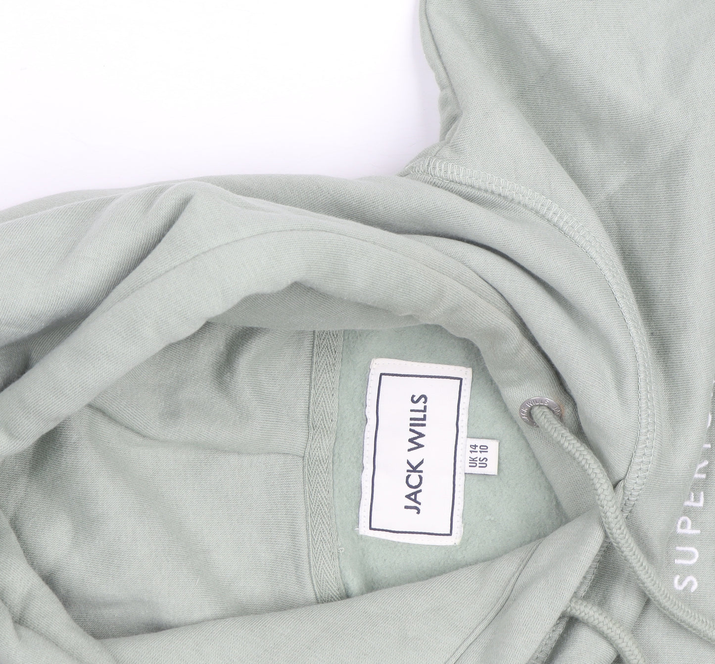Jack Wills Womens Green Pullover Hoodie Size 14 Cotton Blend