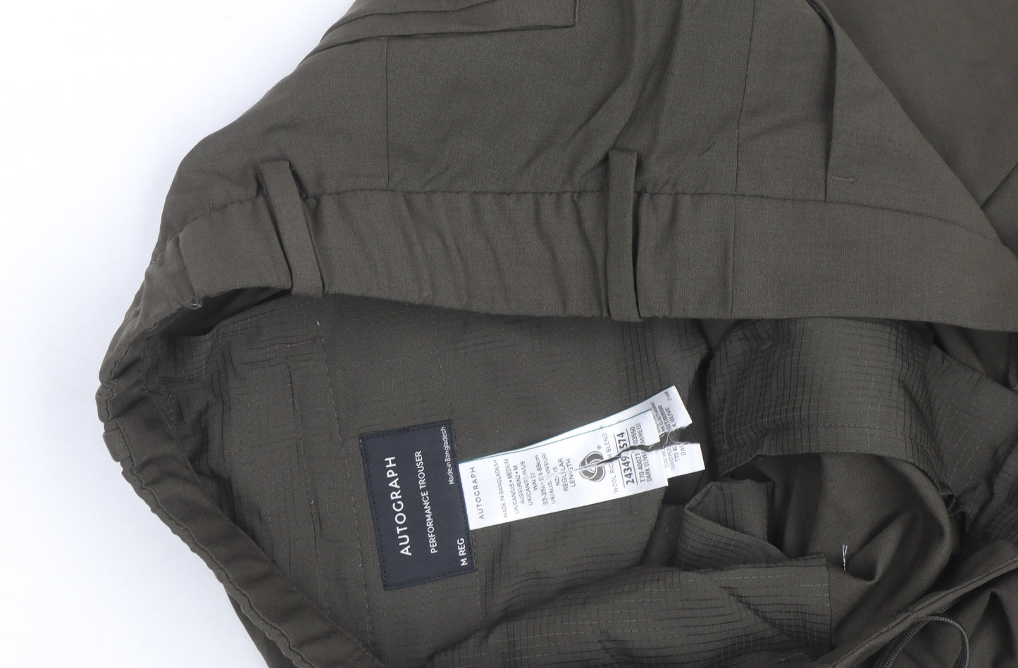 Marks and Spencer Men Green Regular Fit Tapered Performance Trousers M