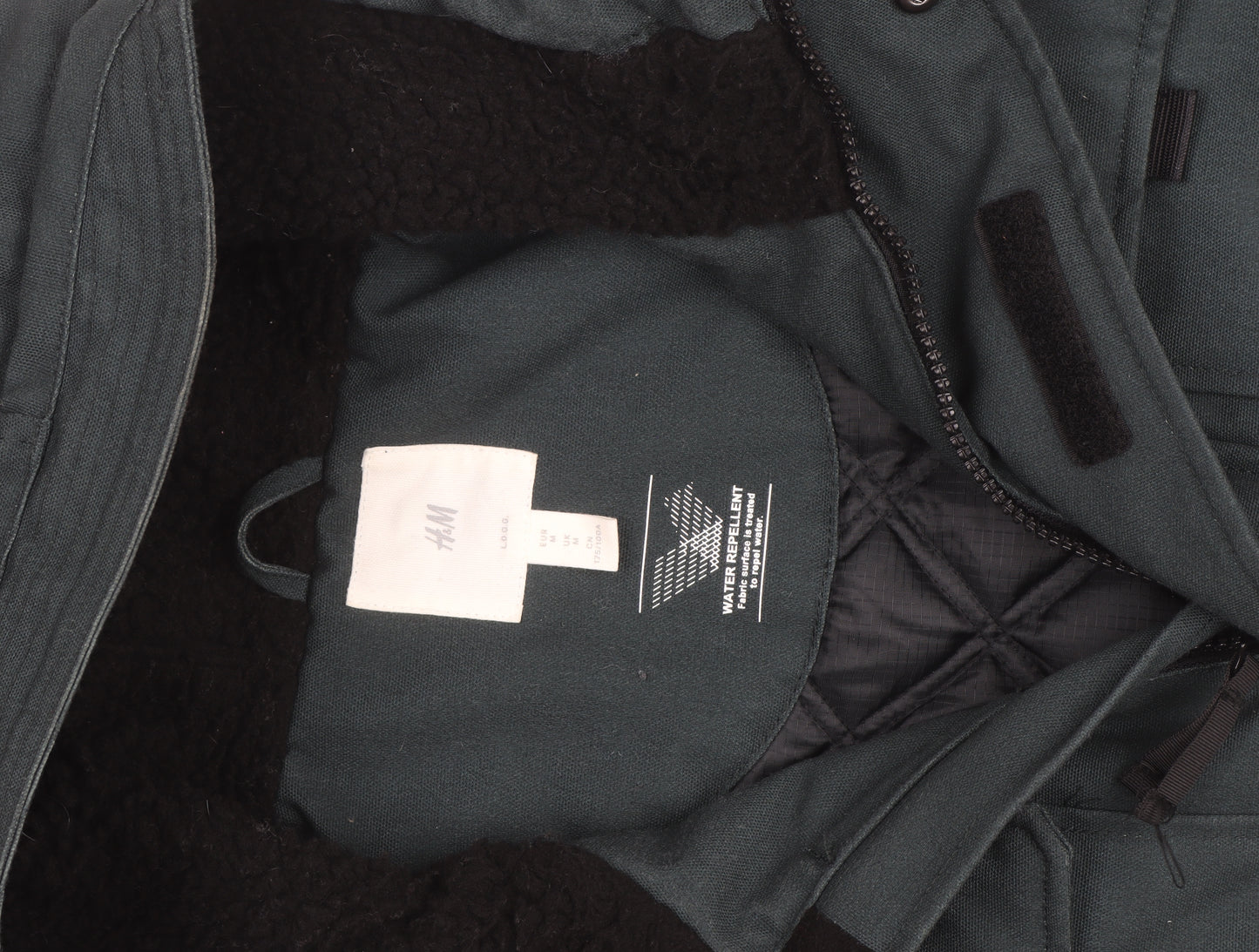 H&M Men Green Hooded Water Repellent Puffer Jacket Size M