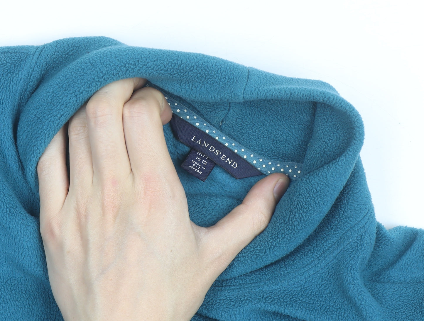 Lands' End Women's Blue Fleece Roll Neck Pullover Jumper Size M 10-12