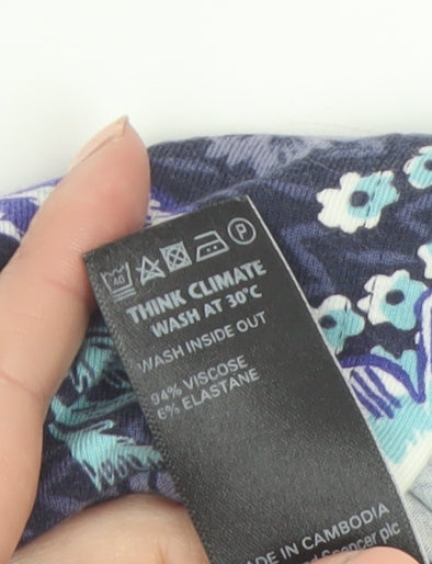 Marks and Spencer Women Blue Floral A-Line Skirt Size 16