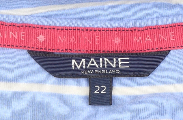 Maine New England Women's Blue Striped Cotton T-Shirt Size 22