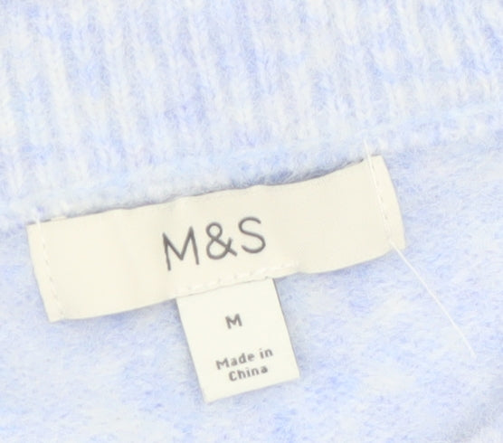 Marks and Spencer Women's Blue Short Sleeve Pullover Jumper Size M