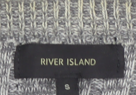 River Island Men's Grey Waffle Knit Crew Neck Jumper Size S