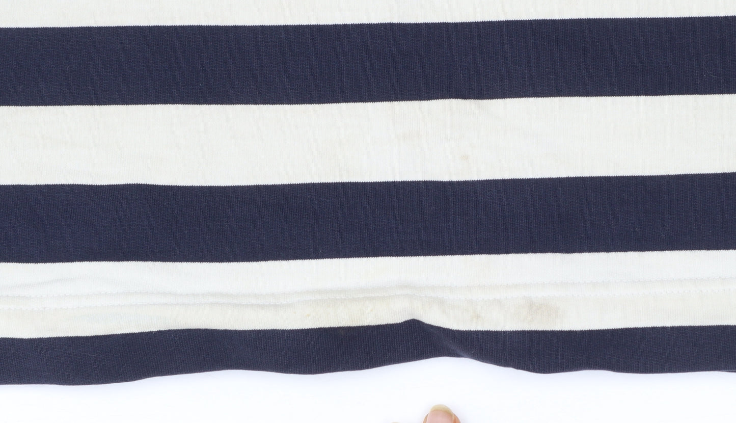 Joules Women’s Navy Stripe Henley Sweatshirt Size 12 Cotton