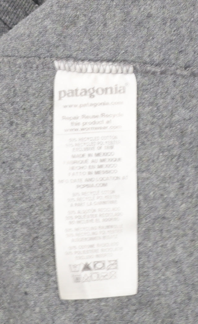 Patagonia Men's Grey Long Sleeve Regular Fit Cotton T-Shirt M