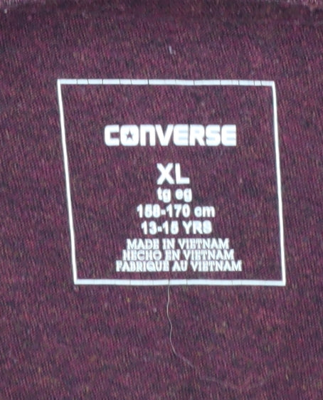 Converse Boys Purple Long Sleeve Crew Neck Logo T-Shirt XL 13-15 Years