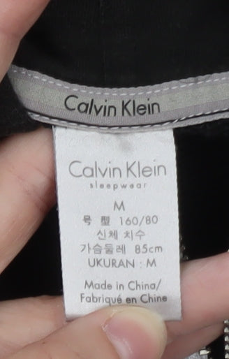 Calvin Klein Women's Black Hooded Sleepwear Zip Top M