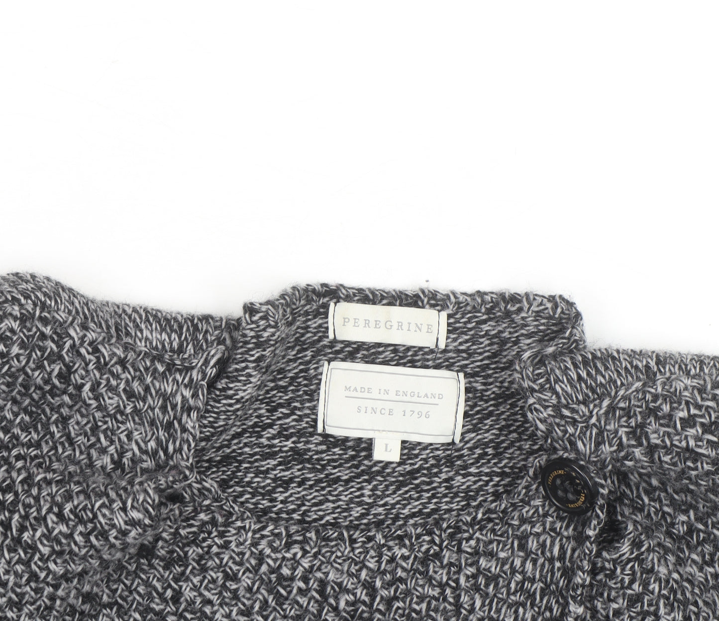 Peregrine Women Grey Wool Cardigan L Long Sleeve Knitted Sweater