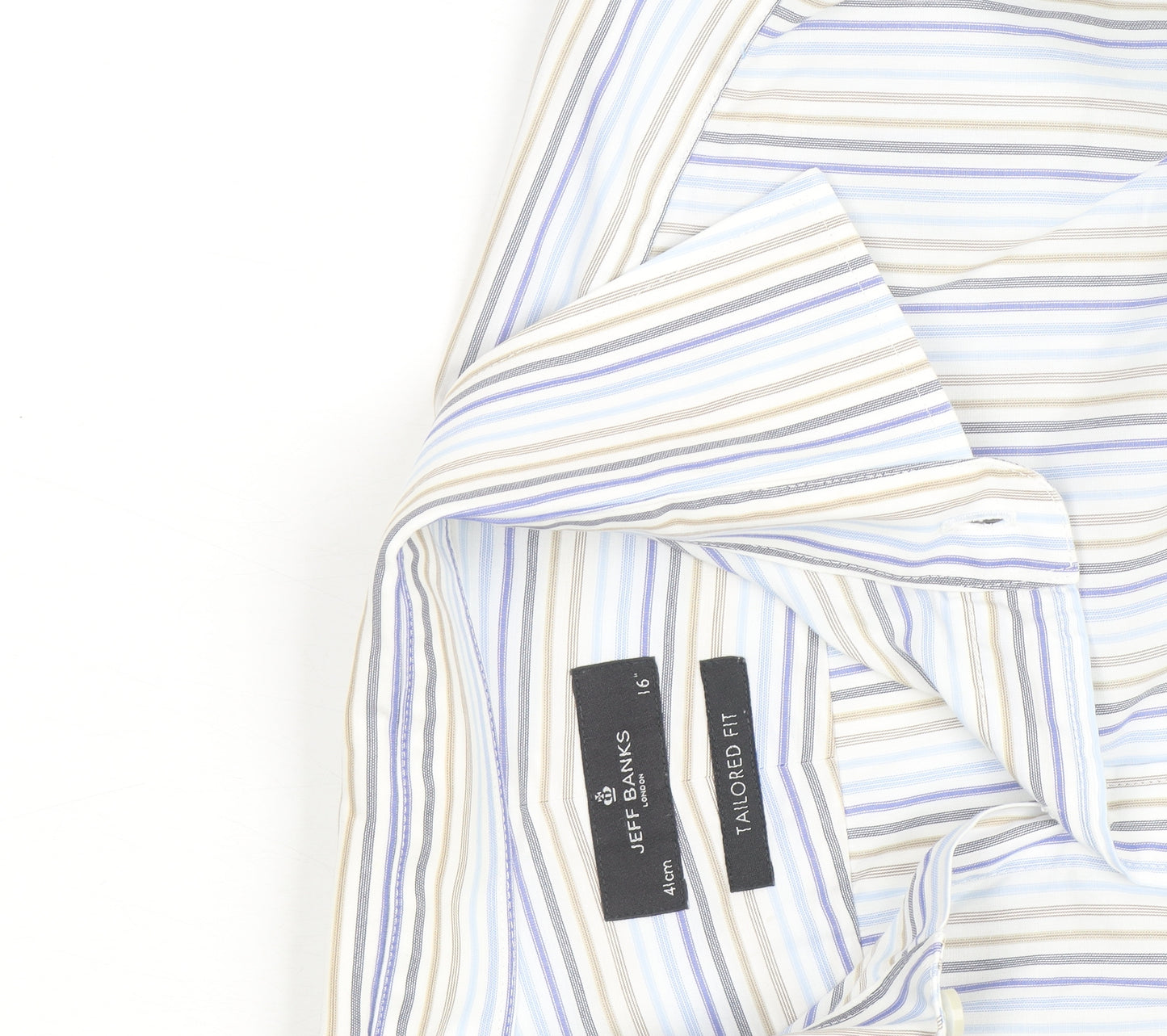 Jeff Banks Men’s Blue Striped Tailored Fit Long Sleeve Shirt 16in