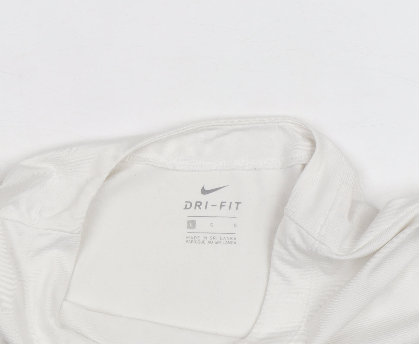 Nike Men's White Dri-Fit Long Sleeve Athletic Top L