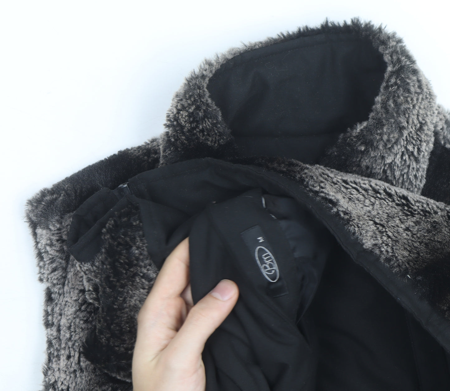 CEM Men's Grey Faux Fur Zip Waistcoat Bodywarmer M