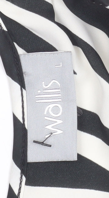 Wallis Women’s Black & White Striped Sleeveless Halter Blouse Size L