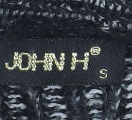 John H Men’s Black Chunky Knit 1/4 Zip Jumper Size S