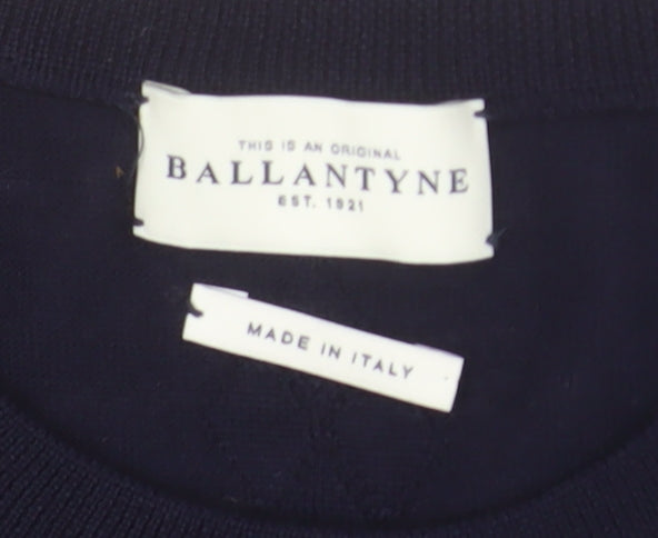 Ballantyne Men's Blue Wool Crew Neck Pullover Jumper Size M