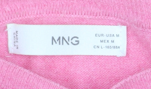 MNG Women’s Pink Knit Long Sleeve Pullover Jumper Size 12