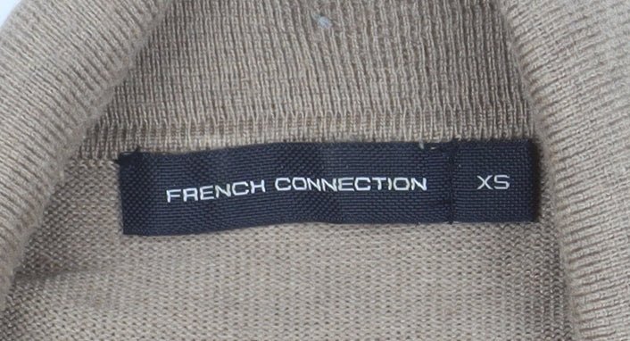 French Connection Men's Beige XS Full Zip Collared Jumper