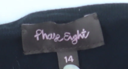 Phase Eight Women's Black Boat Neck 3/4 Sleeve Cotton Wool Jumper Size 14